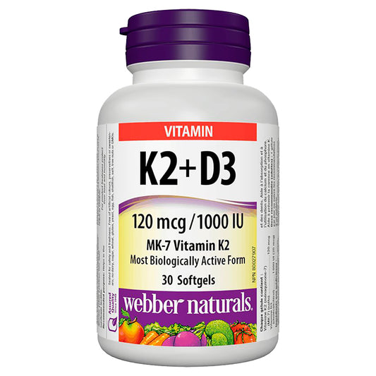 Webber Naturals Vitamin D3 (1000IU) & K2 (120mcg) - 30s