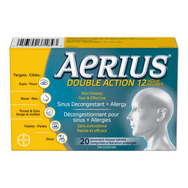 Aerius Double Action 12 Hour Sinus Decongestant + Allergry - 20s