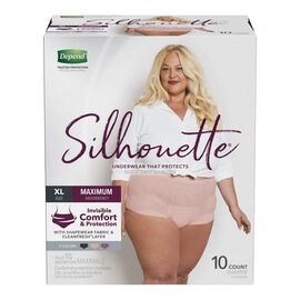 Depend Silhouette Adult Incontinence Underwear for Women - Pink/Black/Berry - Maximum Absorbency - XL/10 Count