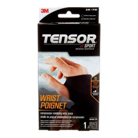 Tensor Sport Compression Stabilizing Wrist Brace - Right Hand - Small/Medium - Black