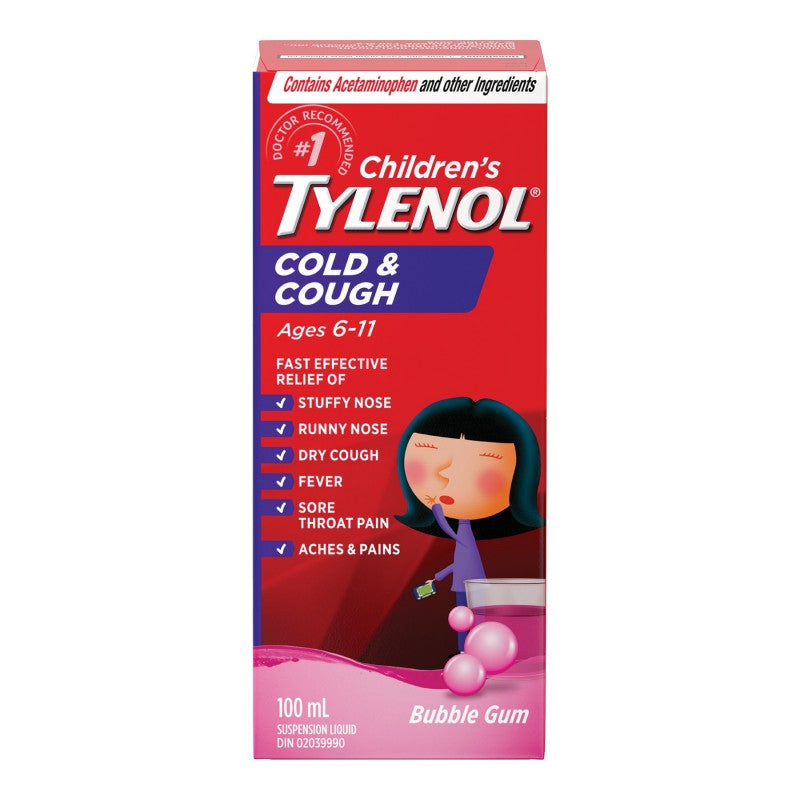 Tylenol* Children's Cold & Cough Suspension Liquid - Bubble Gum - 100ml