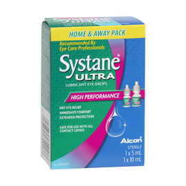 Systane Ultra High Performance Home & Away Pack Lubricant Eye Drops - 1 x 10ml, 1 x 5ml