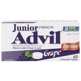 Advil Junior Strength Chewable Tablets - Dye-Free Grape - 40s