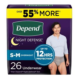 Depend Fresh Protection Night Defense Incontinence Underwear for Men - Overnight - Small/Medium - Grey - 26s