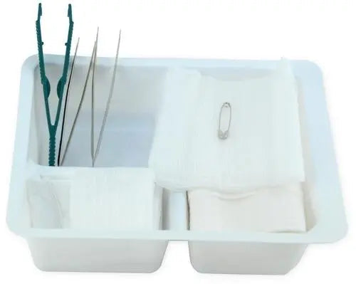 Cs/20 Dressing Tray With Metal & Plastic Forceps & Three Compartment Tray Sterile
