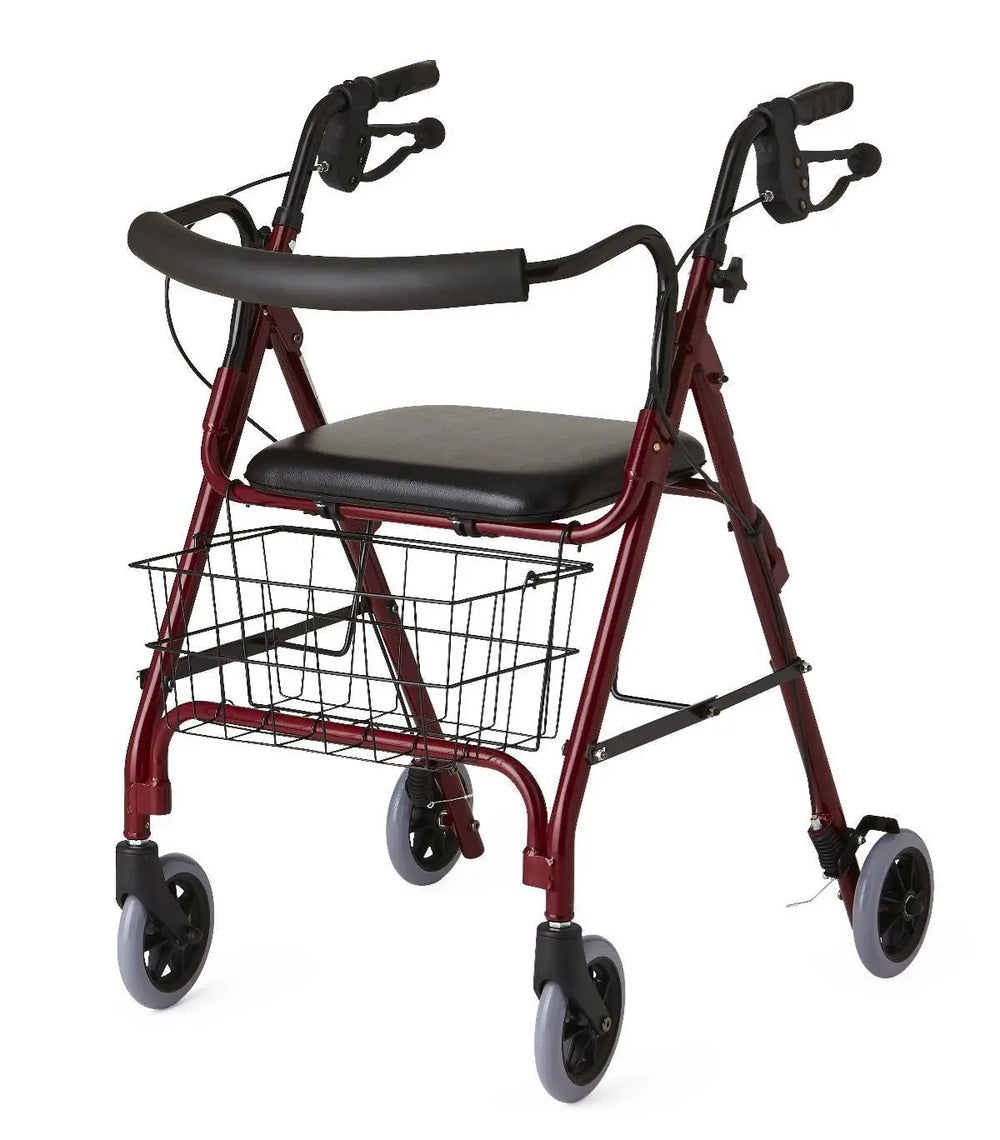 Medline Deluxe Rollator, Blue, Curved Back, Weight Cap 250lbs (Non-Returnable) - Ea/1