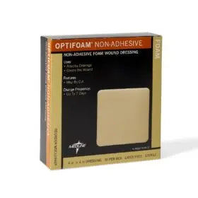 Bx/10  Optifoam-Non-Adhesive Foam Dressing. 4X4", Latex Free,