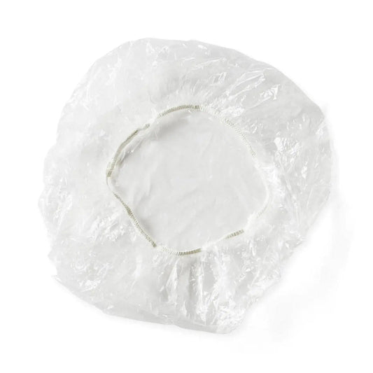 Cs/500 Disposable Plastic Shower Caps, Clear.