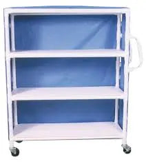 Pvc Three Shelf Linen Cart, Blue. - Ea/1