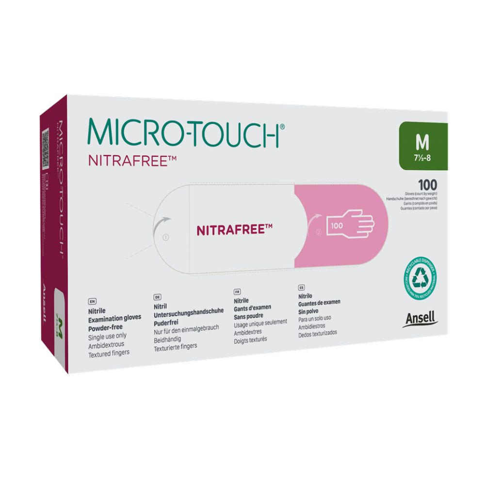 Ansell MICRO-TOUCH® NitraFree™ Nitrile Exam Gloves, Pink, X-Small (Box 100 pcs)