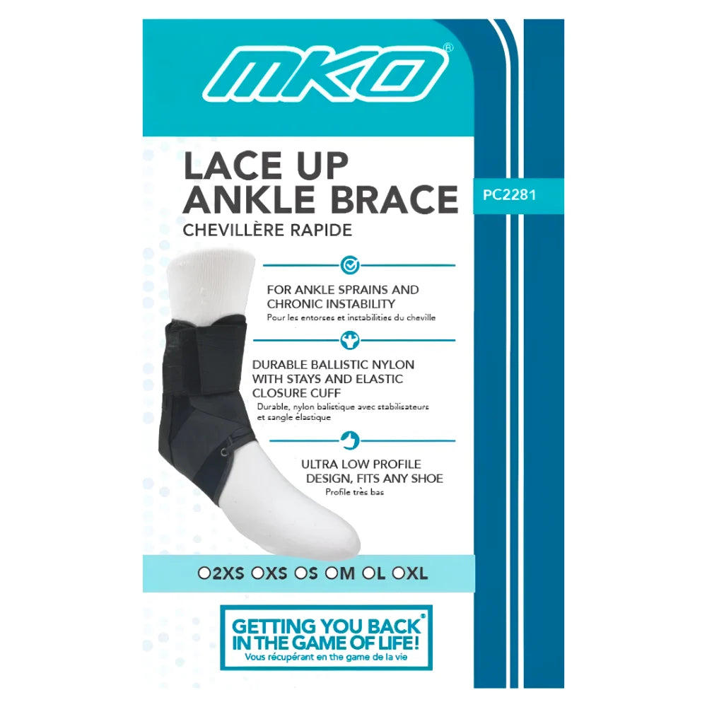 MKO® Landmark Lace Up Ankle Brace Ballistic Nylon Support (Per each)