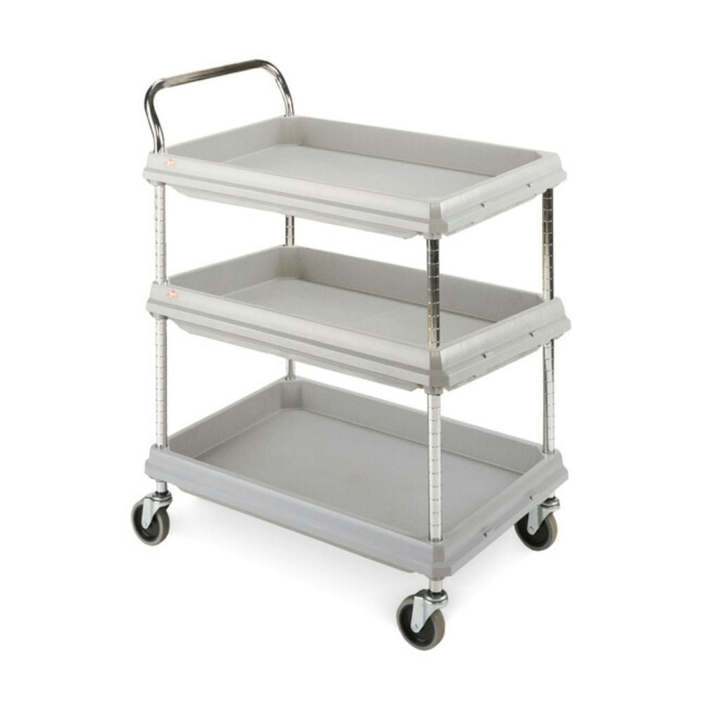 Metro® Deep Ledge Utility Cart, 3 Shelves, Gray, 20" x 30"