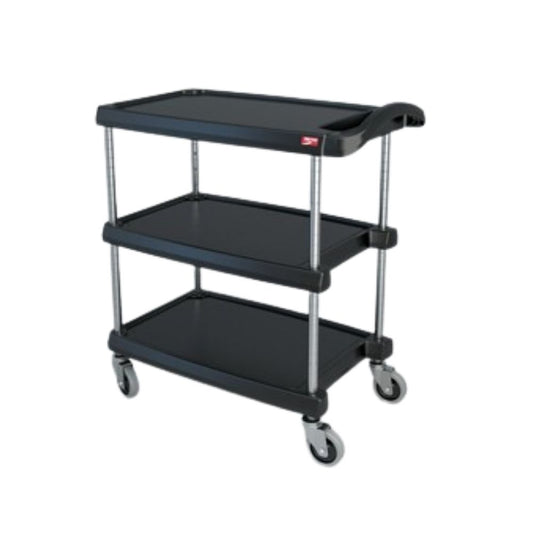 Metro® myCart Series Utility Cart, 16" x 27", 3 Shelves, Black