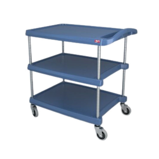 Metro® myCart Series Utility Cart, 20" x 30", 3 Shelves, Blue w/Microban