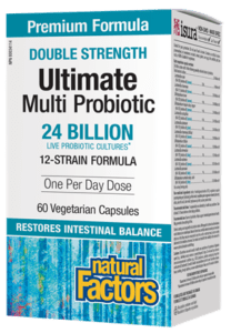 Natural Factors: Ultimate Multi Probiotic 24 Billion Live Probiotic Cultures · Double Strength