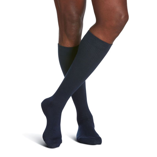 Sigvaris Casual Cotton Men's Stockings, 15-20mmHg, Size B, Navy (Per Pair)