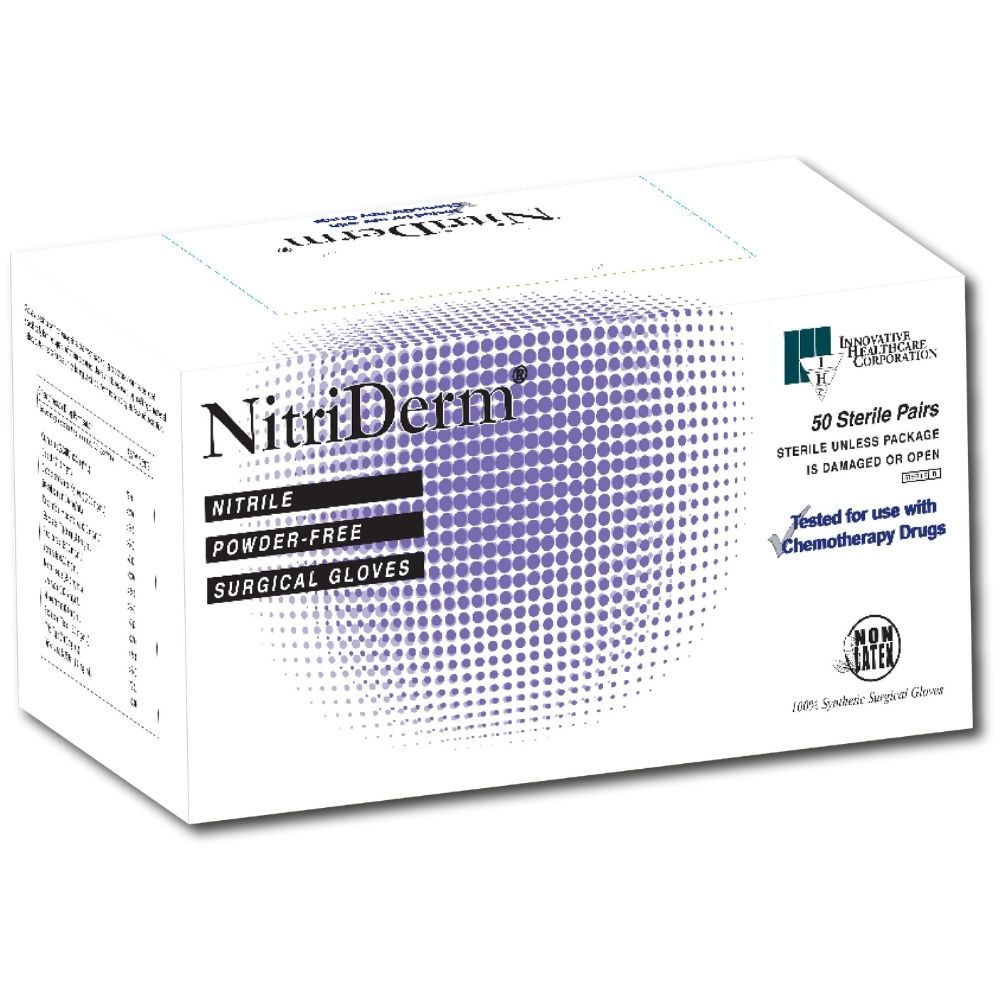 NitriDerm® Nitrile Sterile Surgical Gloves, 6.5 (Box 50 pairs)