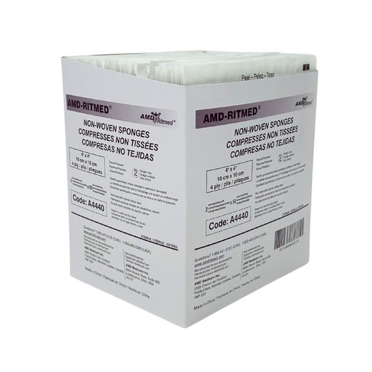 Ritmed® Non-Woven Gauze Sponges, Sterile, 4-ply, 4" x 4" - 2"s (Box 50 pcs)
