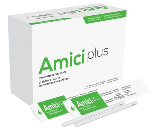 Bx/100 Amici Plus Female Intermittent Catheters, Size 16Fr 6In