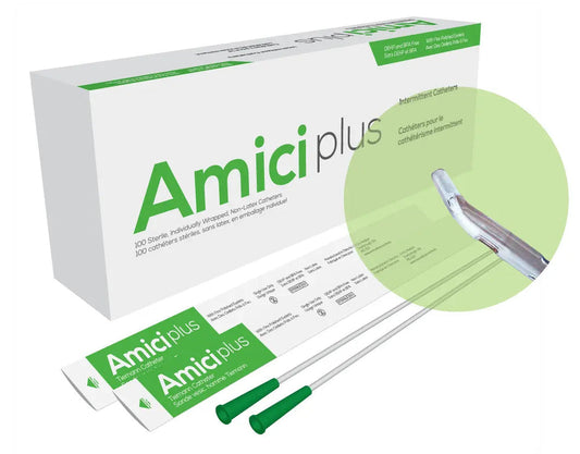 Bx/100 Amici Plus Tiemann Intermittent Catheters, Size 14Fr 16In
