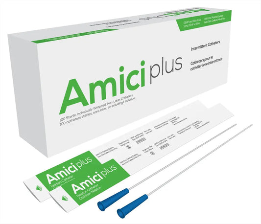 Bx/100 Amici Plus Male Intermittent Catheters, Size 8Fr 16In