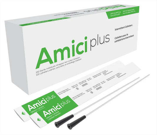 Bx/100 Amici Plus Male Intermittent Catheters, Size 10Fr 16In
