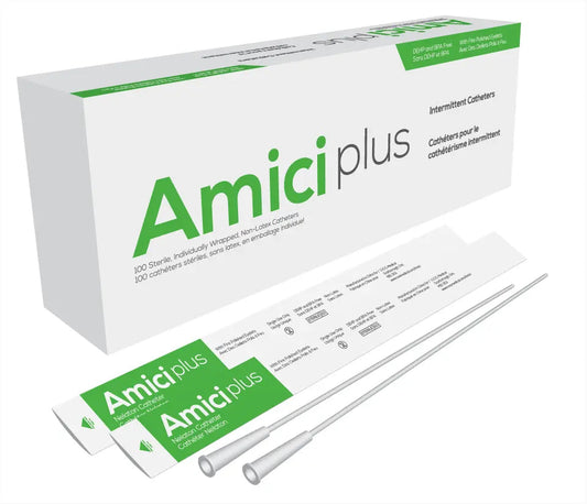 Bx/100 Amici Plus Male Intermittent Catheters, Size 12Fr 16In