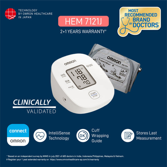 Omron HEM 7121J with Cuff Wrapping Guide and IntelliSense Technology