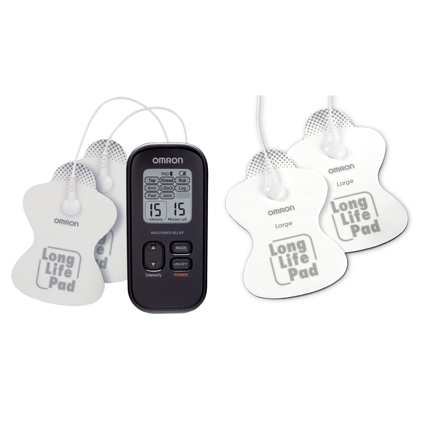 Omron PM500 Max Power Relief TENS Device &amp; PMLLPAD-L ElectroTHERAPY TENS Long-Life Pads