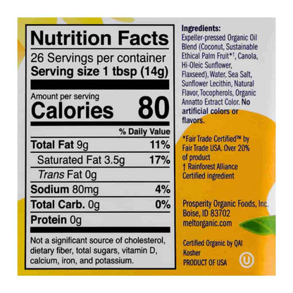 Organic spread with healthy fats
