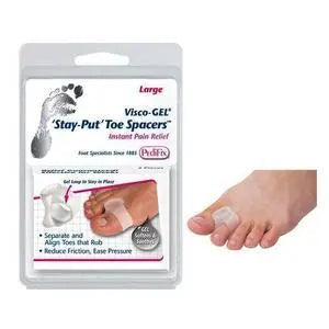 Visco-Gel Stay-Put Toe Spacer W/ Soft Gel Loop Mineral Oil Universal Large Reusable Washable - Ea/1