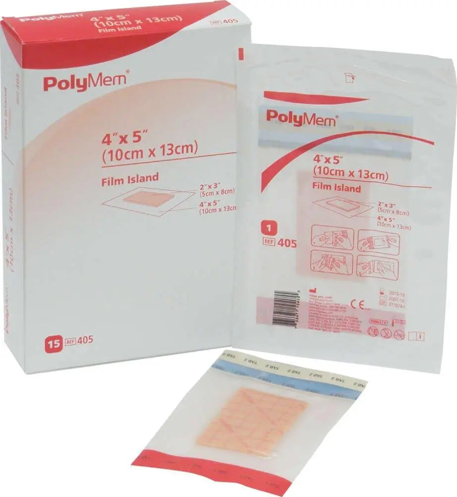 Cs/12 Polymem Film Island Dressing 4" X 12.5" (10Cm X 32Cm).