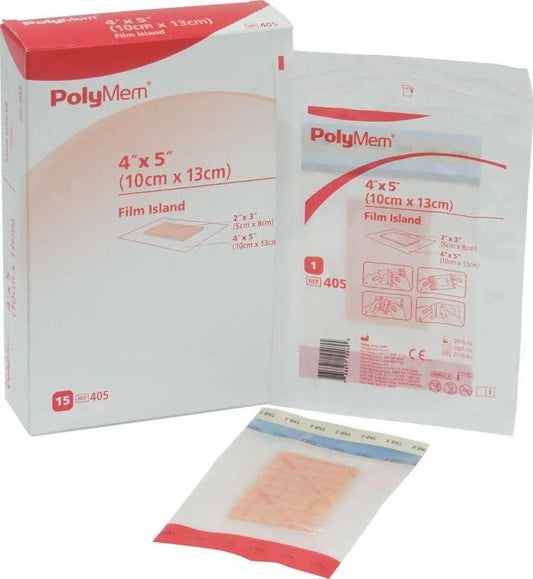 Cs/12 Polymem Film Island Dressing 4" X 12.5" (10Cm X 32Cm).