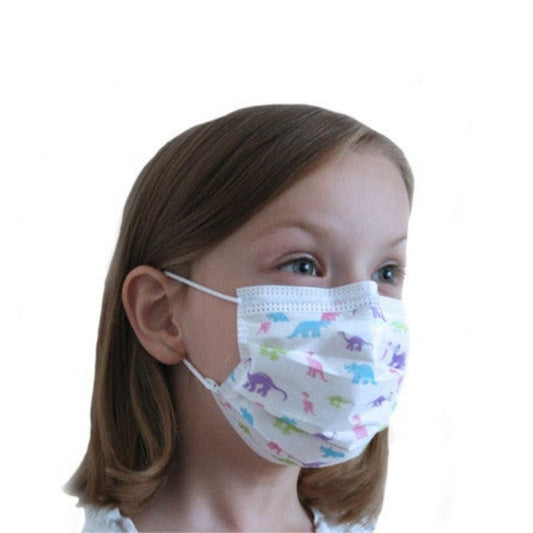 PRIMED® ASTM Level 1 Pediatric Masks, 2-5 years (Box of 50), Dinosaur Pattern