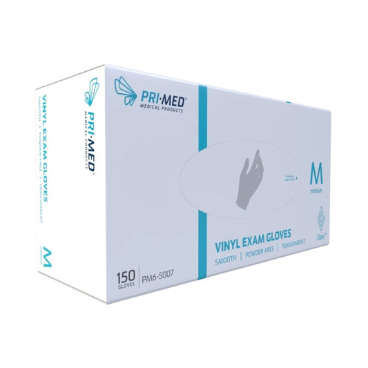 PRIMED® Clear™ Vinyl Exam Glove, Medium (Box 150 pcs)