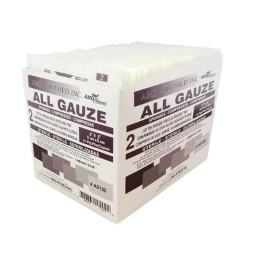 Ritmed® Premium Cotton Gauze Sponges, Sterile, 12-ply, 4" x 4" - 10's (Case 1200 pcs)