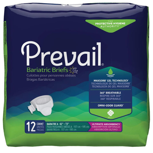 Prevail® Bariatric Brief, "A" (Waist/Hip 62"-73") (Pkg 12 pcs)