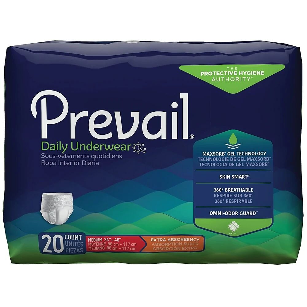 Prevail® Extra Underwear, Large (Waist/Hip 44"-58") (Bag 18)