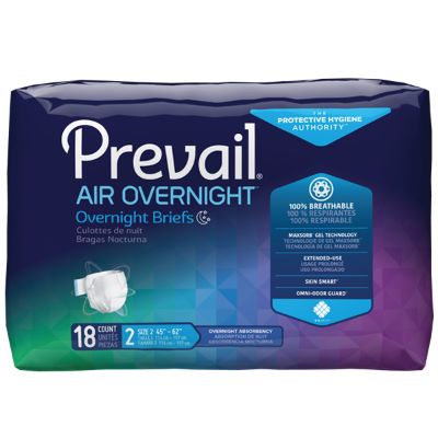 Prevail Air™ Overnight Briefs, 45" - 62" (Pkg 18 pcs)