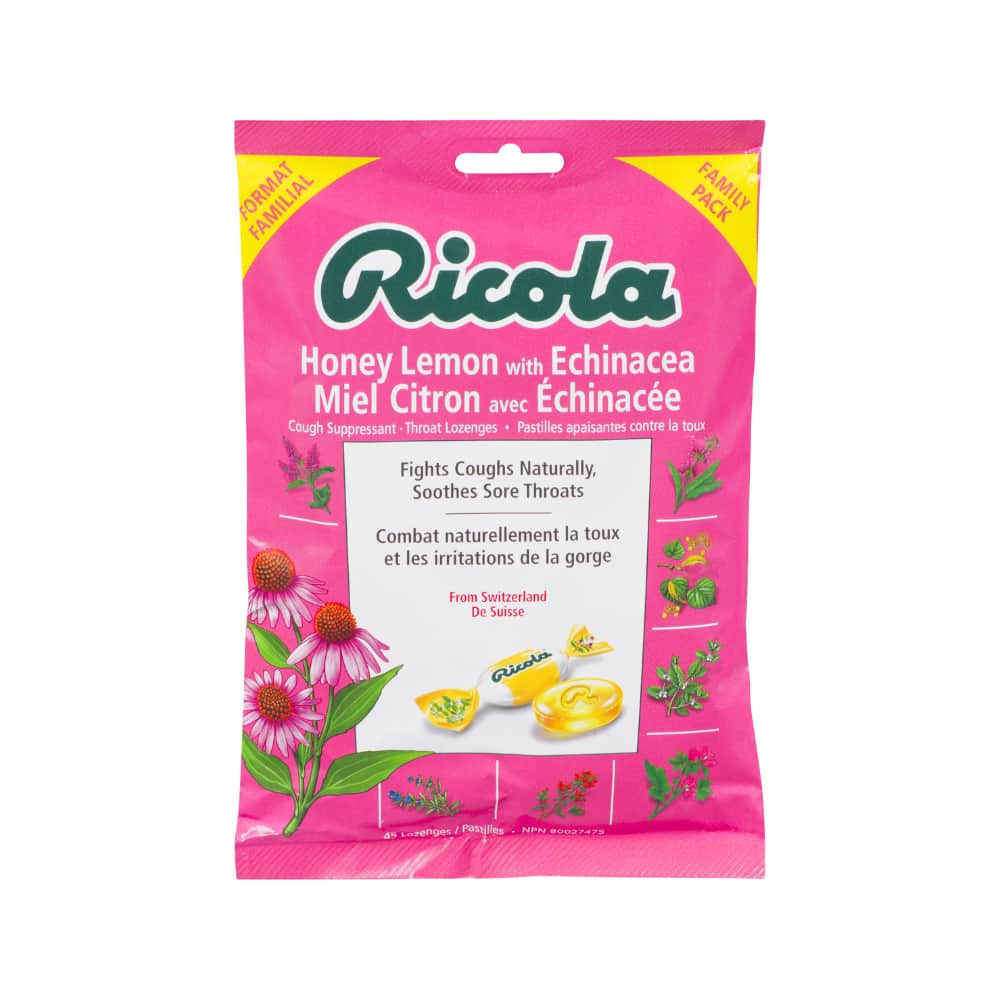 Ricola Cough Suppressant Throat Lozenges - Honey Lemon with Echinacea - 45s