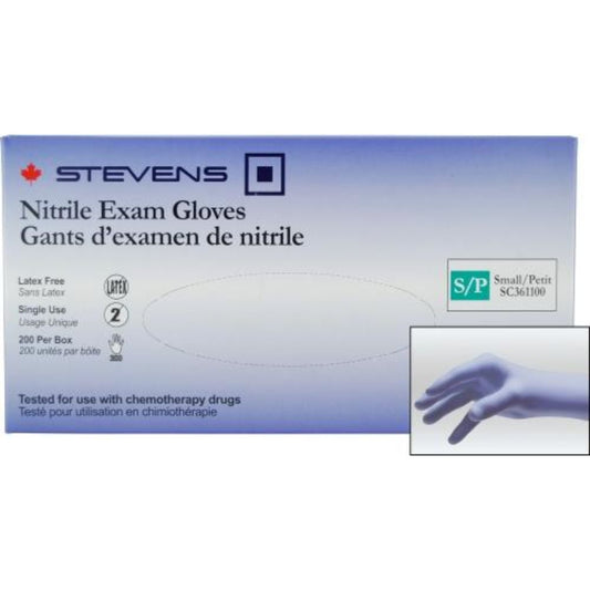Stevens Nitrile Exam Gloves, Powder‑Free, Non‑Sterile, Small (Box 200 pcs)