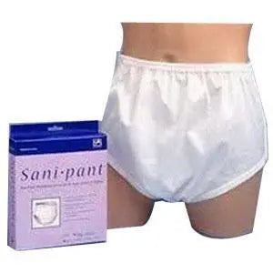 Sani-Pant Moisture-Proof Reusable Pull-On Cover-Ups White Lg (38--44") Unisex Plastic-Coated Nylon - Ea/1