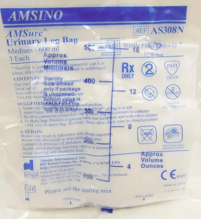 Leg Bag Medium 600ml With Leg Straps And Twist Type Drainage Valve Latex-Free - Ea/1