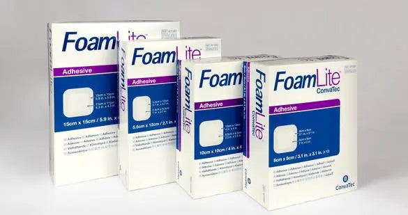 Foamlite Moisture-Retentive Dressing 5cm X 5cm Sterile Thin Flexible Perforated Gentle Silicone Adhesive For Low-Exuding Acute Wounds - Box Of 10