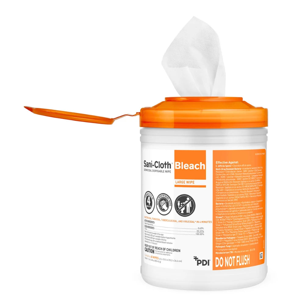 Sani-Cloth Bleach Germicidal Disposable Wipe 6" x 10.5" 75 wipes