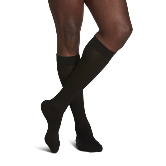 Sigvaris Sea Island Cotton Men's Stockings, 15-20mmHg, Size A, Black (Per Pair)