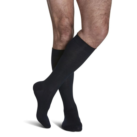 Sigvaris Sea Island Cotton Men's Stockings, 15-20mmHg, Size B, Navy (Per Pair)