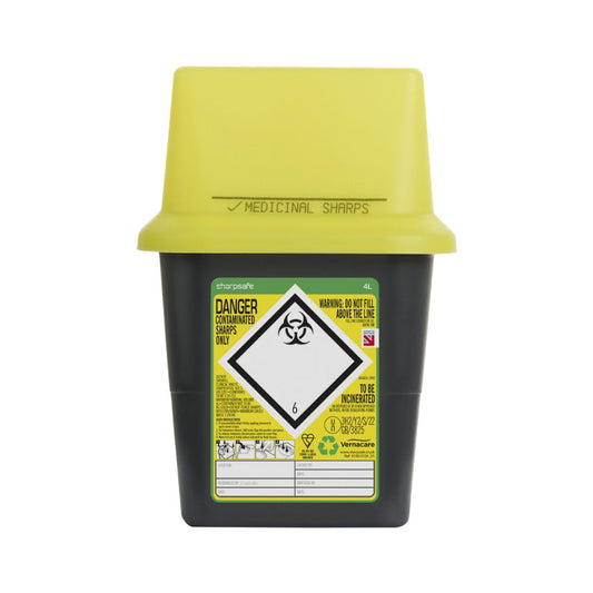 Sharpsafe® Sharps Container, Flip Top Lid, 4L