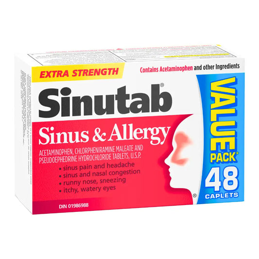 Sinutab Extra Strength sinus allergy relief 48 caplets