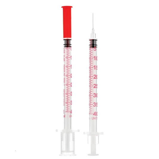 Sol-Vet® U-40 Insulin Syringe w/Fixed Needle, Half Unit Markings, 0.5mL, 30G x 1/2" (Box 100 pcs)